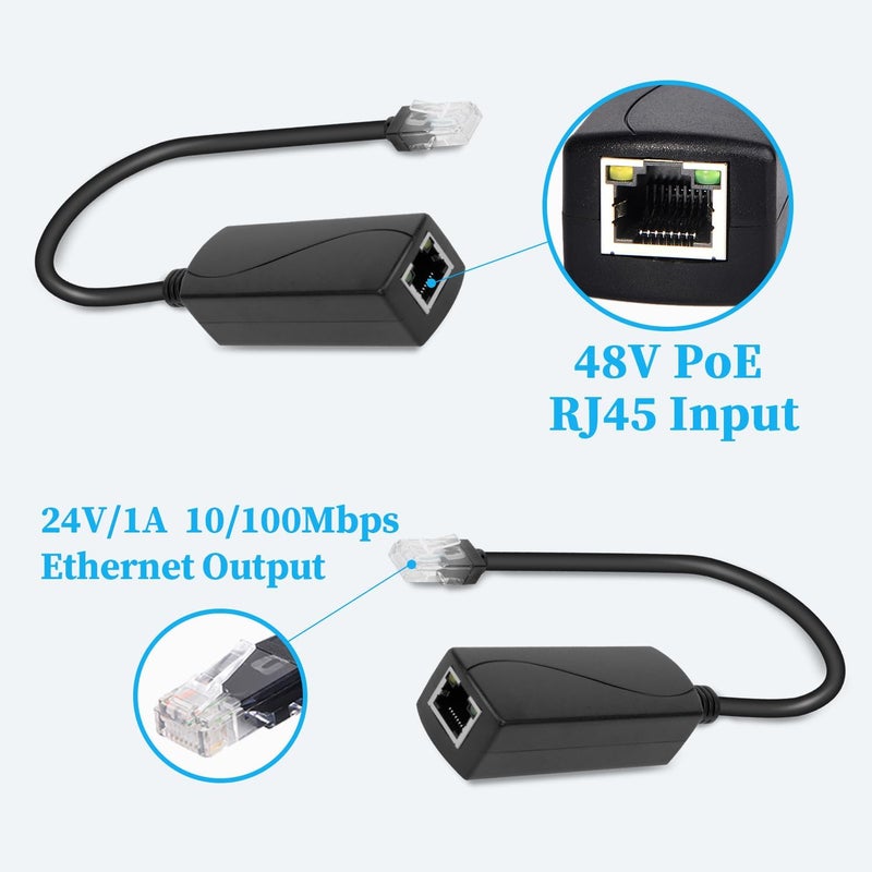 REVODATA PoE 48V to 24V PoE Converter, RJ45 Port Output 24V/1A, 24W Max, IEEE802.3 af/at, Passive POE Adapter for Power Passive 24V Board Devices, Plug and Play(PS5724AT-RJ) - Image 2
